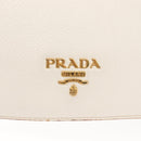 PRADA Shoulder Bag Leather White Gold Auth ep11182-14