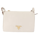 PRADA Shoulder Bag Leather White Gold Auth ep11182-2