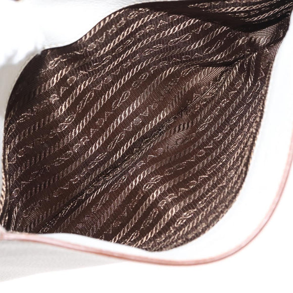 PRADA Shoulder Bag Leather White Gold Auth ep11182