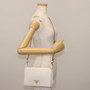 PRADA Shoulder Bag Leather White Gold Auth ep11182-25