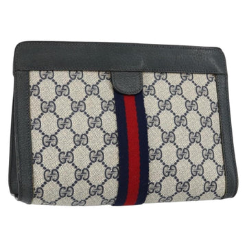 GUCCI GG Supreme Sherry Line Clutch Bag PVC Navy Fuchsia 89 01 001 Auth ep11187