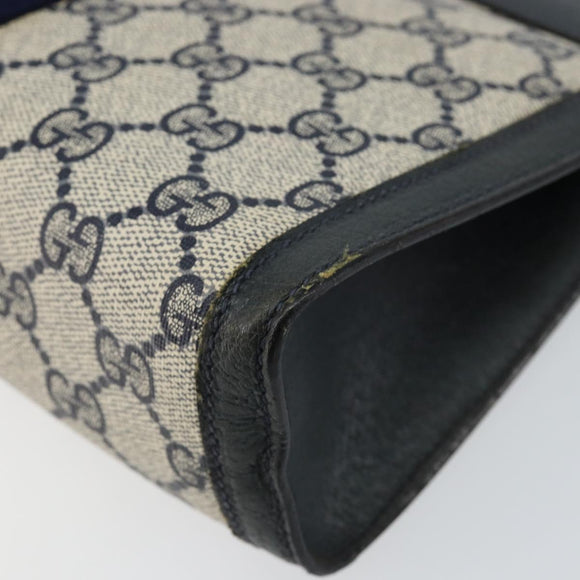 GUCCI GG Supreme Sherry Line Clutch Bag PVC Navy Fuchsia 89 01 001 Auth ep11187
