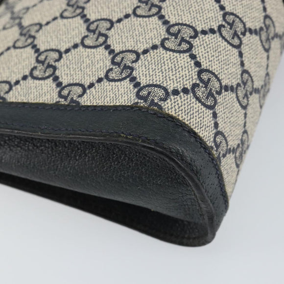 GUCCI GG Supreme Sherry Line Clutch Bag PVC Navy Fuchsia 89 01 001 Auth ep11187