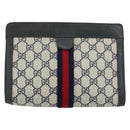 GUCCI GG Supreme Sherry Line Clutch Bag PVC Navy Fuchsia 89 01 001 Auth ep11187-2