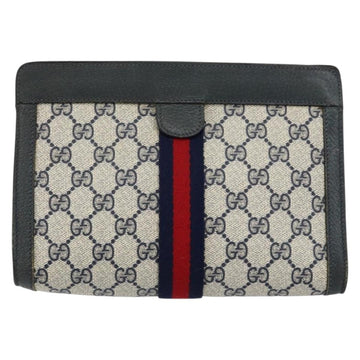 GUCCI GG Supreme Sherry Line Clutch Bag PVC Navy Fuchsia 89 01 001 Auth ep11187 - 0