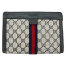 GUCCI GG Supreme Sherry Line Clutch Bag PVC Navy Fuchsia 89 01 001 Auth ep11187-3