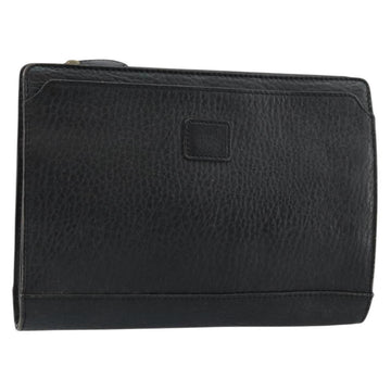 Burberrys Clutch Bag Leather Black Auth ep11188