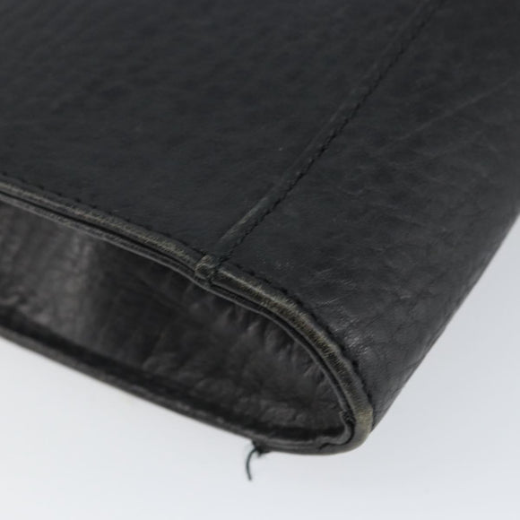Burberrys Clutch Bag Leather Black Auth ep11188
