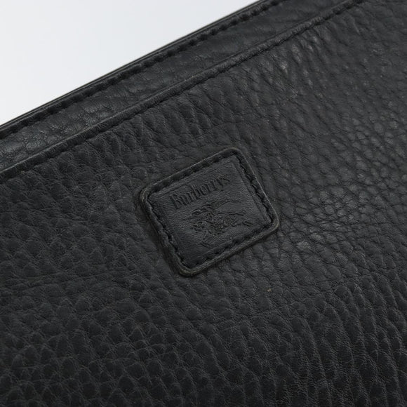 Burberrys Clutch Bag Leather Black Auth ep11188