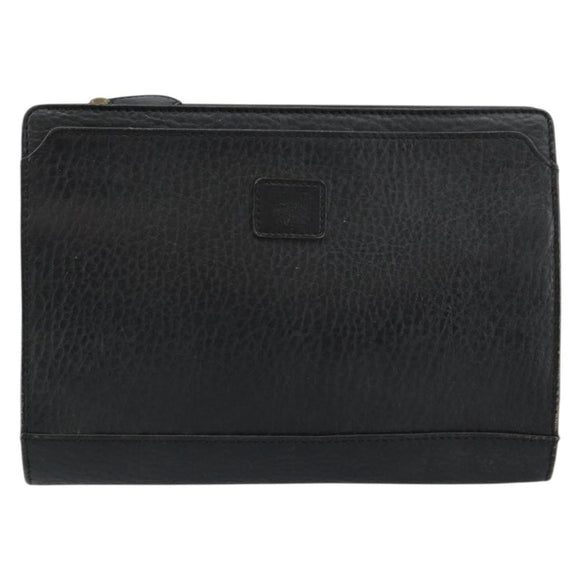 Burberrys Clutch Bag Leather Black Auth ep11188