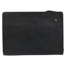 Burberrys Clutch Bag Leather Black Auth ep11188-2