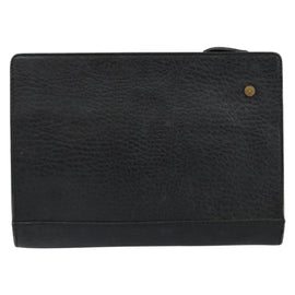Burberrys Clutch Bag Leather Black Auth ep11188 - 0