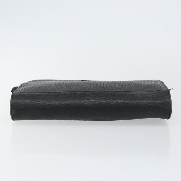 Burberrys Clutch Bag Leather Black Auth ep11188