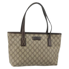 GUCCI GG Supreme Tote Bag PVC Leather Beige Auth ep11190