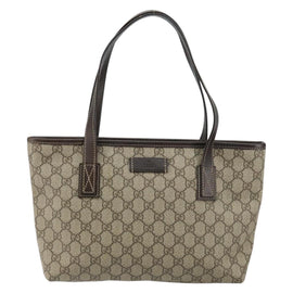 GUCCI GG Supreme Tote Bag PVC Leather Beige Auth ep11190 - 0