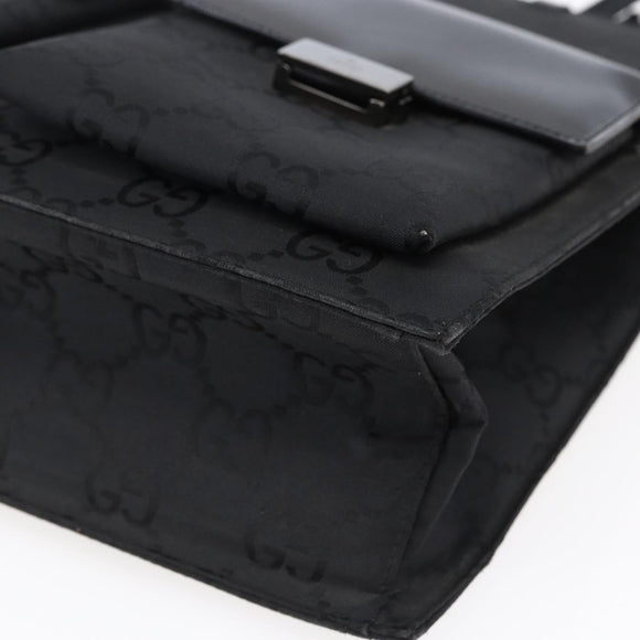 GUCCI GG Canvas Tote Bag Nylon Black Auth ep11191