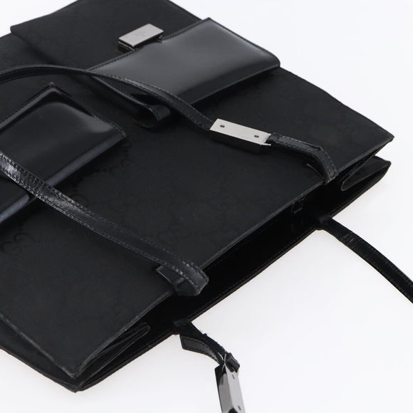 GUCCI GG Canvas Tote Bag Nylon Black Auth ep11191