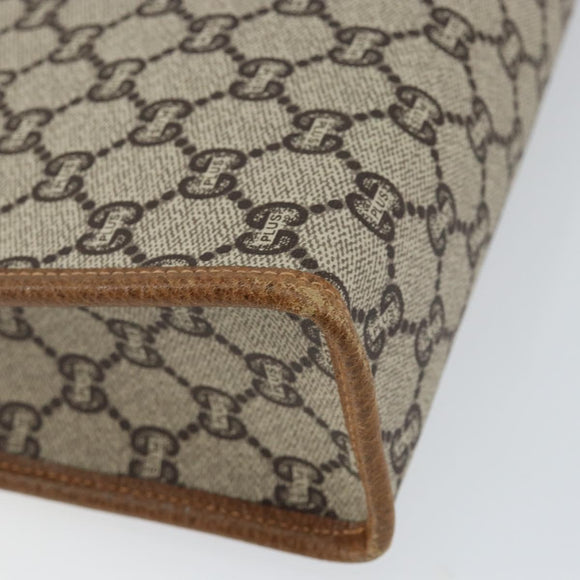 GUCCI GG Plus Supreme Clutch Bag PVC Beige Gold Auth ep11196