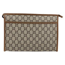 GUCCI GG Plus Supreme Clutch Bag PVC Beige Gold Auth ep11196-3