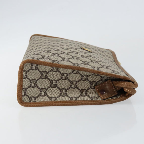 GUCCI GG Plus Supreme Clutch Bag PVC Beige Gold Auth ep11196