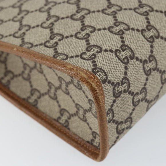 GUCCI GG Plus Supreme Clutch Bag PVC Beige Gold Auth ep11196