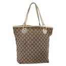 GUCCI GG Canvas Tote Bag Beige Gold 120836 Auth ep11204-1