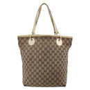 GUCCI GG Canvas Tote Bag Beige Gold 120836 Auth ep11204-13