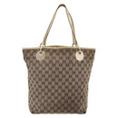 GUCCI GG Canvas Tote Bag Beige Gold 120836 Auth ep11204-2