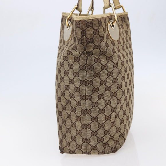 GUCCI GG Canvas Tote Bag Beige Gold 120836 Auth ep11204