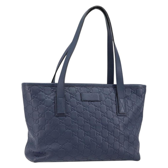 GUCCI Guccissima GG Tote Bag Leather Blue Auth ep11205