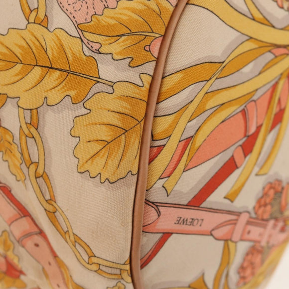 LOEWE Shoulder Bag Canvas Leather Beige Pink yellow Auth ep11209