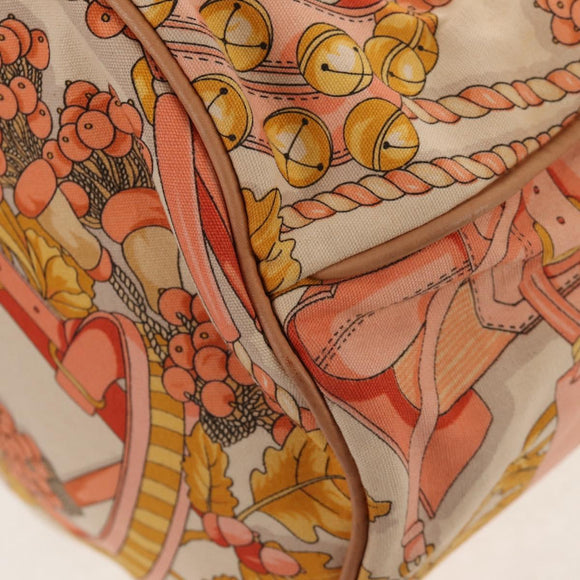 LOEWE Shoulder Bag Canvas Leather Beige Pink yellow Auth ep11209