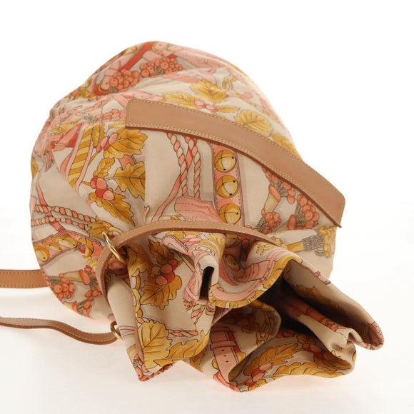 LOEWE Shoulder Bag Canvas Leather Beige Pink yellow Auth ep11209