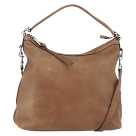 GUCCI Miss GG Hand Bag Leather 2way Brown Silver 326514 Auth ep11215