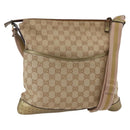 GUCCI GG Canvas Shoulder Bag Beige Gold 145857 Auth ep11216-1