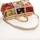 Salvatore Ferragamo Gancini Animal Boston Bag Nylon Leather Beige Auth ep11228-9