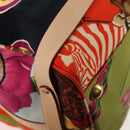 Salvatore Ferragamo Gancini Animal Boston Bag Nylon Leather Beige Auth ep11228-20