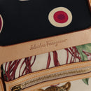 Salvatore Ferragamo Gancini Animal Boston Bag Nylon Leather Beige Auth ep11228-22