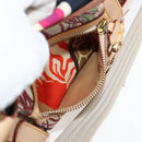 Salvatore Ferragamo Gancini Animal Boston Bag Nylon Leather Beige Auth ep11228-24