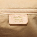 Salvatore Ferragamo Gancini Animal Boston Bag Nylon Leather Beige Auth ep11228-12