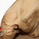 Salvatore Ferragamo Gancini Animal Boston Bag Nylon Leather Beige Auth ep11228-11