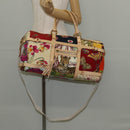 Salvatore Ferragamo Gancini Animal Boston Bag Nylon Leather Beige Auth ep11228-29