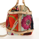 Salvatore Ferragamo Gancini Animal Boston Bag Nylon Leather Beige Auth ep11228-3