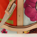 Salvatore Ferragamo Gancini Animal Boston Bag Nylon Leather Beige Auth ep11228-4