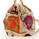 Salvatore Ferragamo Gancini Animal Boston Bag Nylon Leather Beige Auth ep11228-5