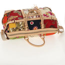 Salvatore Ferragamo Gancini Animal Boston Bag Nylon Leather Beige Auth ep11228-14