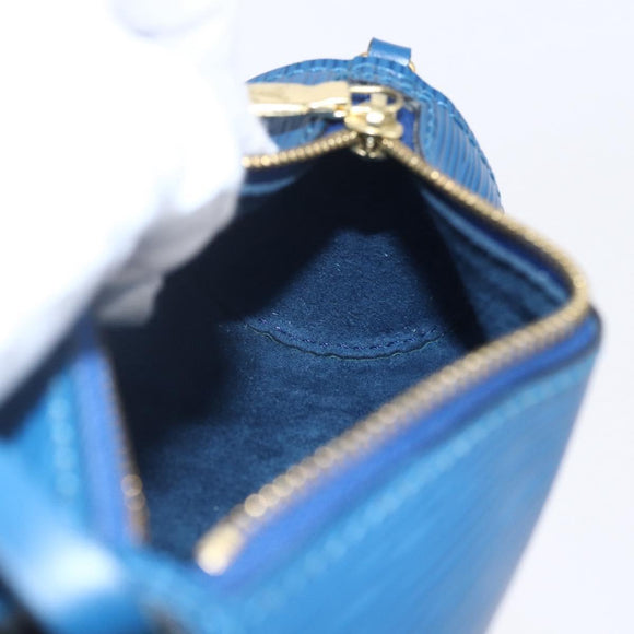 LOUIS VUITTON Epi Soufflot Pouch Blue LV Auth ep11230