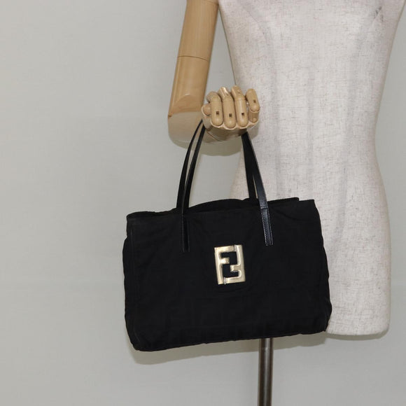 FENDI Zucca Canvas Hand Bag Black Auth ep11239