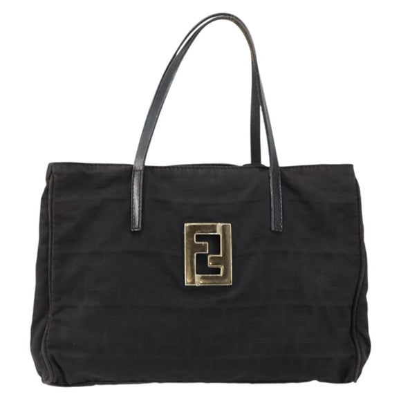 FENDI Zucca Canvas Hand Bag Black Auth ep11239