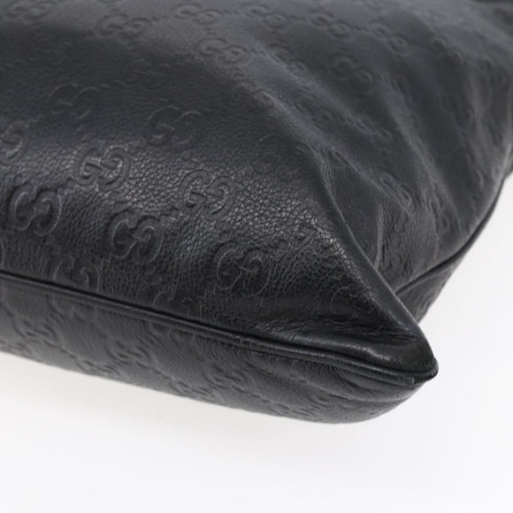 GUCCI GG Canvas Guccissima Shoulder Bag Leather Black Gold 201446 Auth ep11249